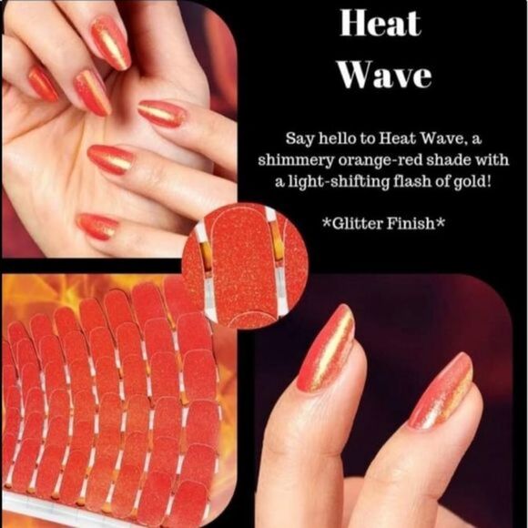 Color Street - LIMITED RETIRED SET - “Heat Wave”, orange, flash of gold glitter - Picture 4 of 10